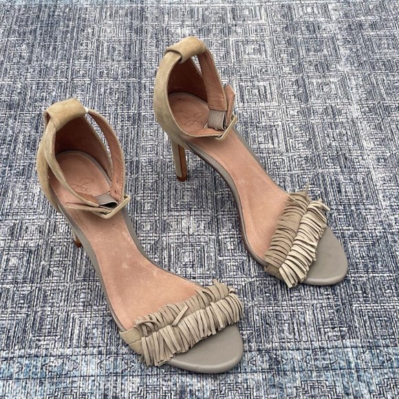 Joie Women Heels Leather Suede Upper Fringe Pump Shoes Size 38.5 - Picture 2 of 12
